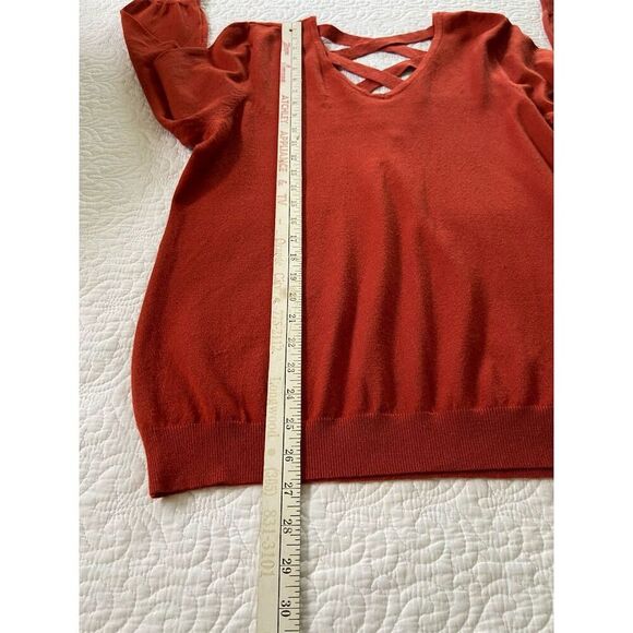 Love Ellie Burnt Orange V-Neck Sweater with Criss-Cross Back Detail Size XXL - Picture 11 of 11